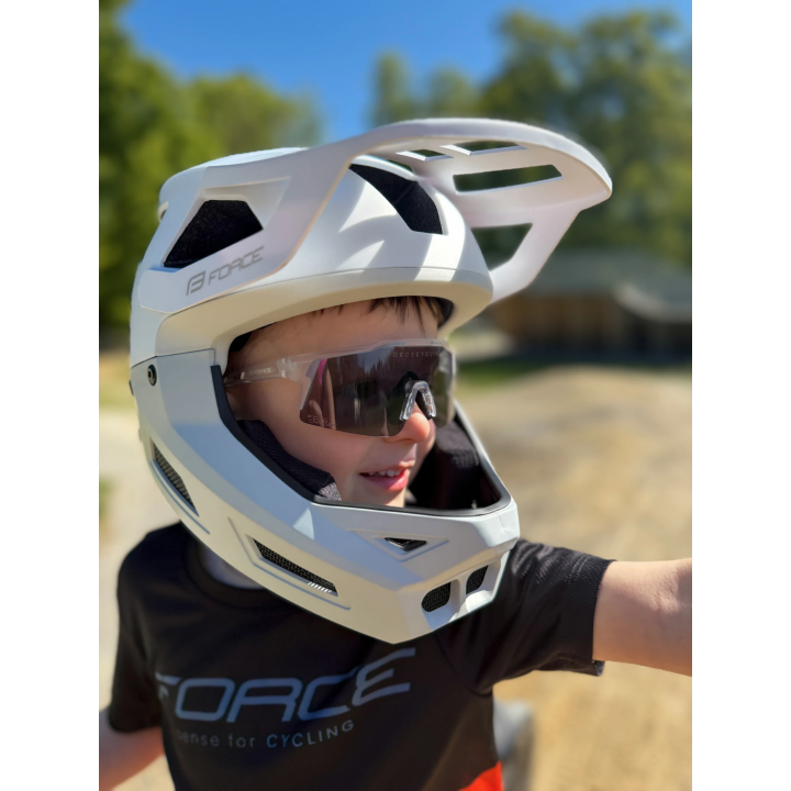 Šalmas FORCE DROP  downhill white-grey (L-XL 58-61cm)